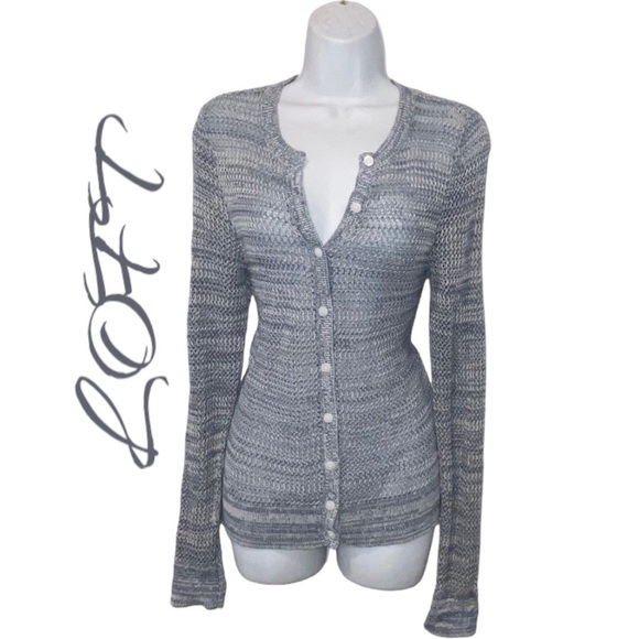LOFT Sweaters - LOFT Outlet Gray Blend Open Knit Cardigan Sweater - Women’s Small
